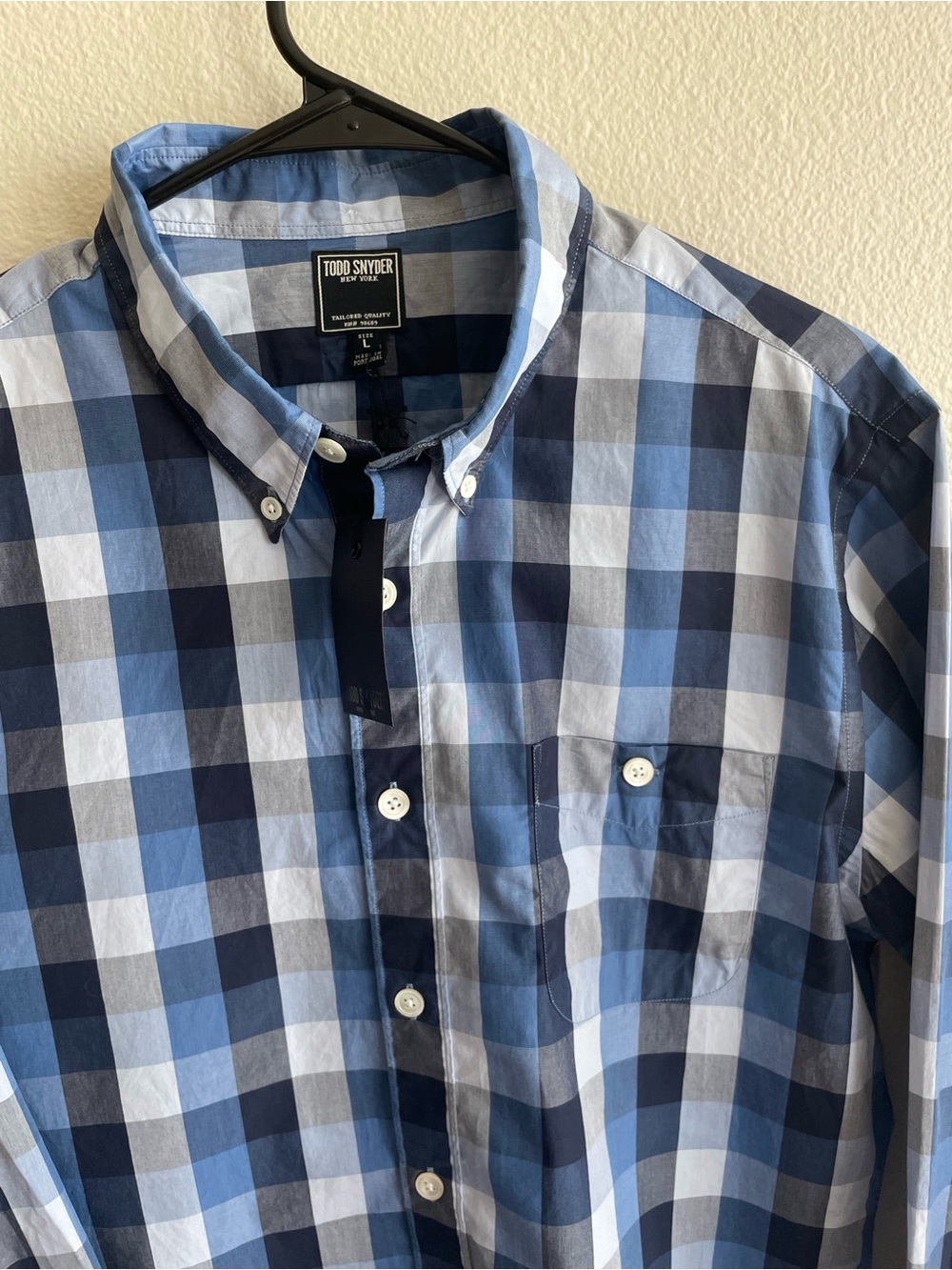 Todd Snyder Men's Blue Multi-Check Button-Down Shirt